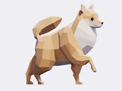 Pomeranian Dogs Low-poly 3D model