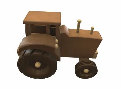Wooden tractor toy 2 Free 3D model