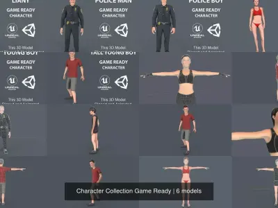 Character Collection Game Ready different body poses in
