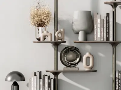 Mozea FLOW Modular wooden bookcase - Decorative With 29 3D model