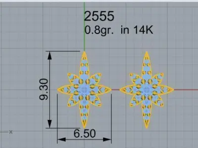 Star Diamond Earring 2555 3D print model