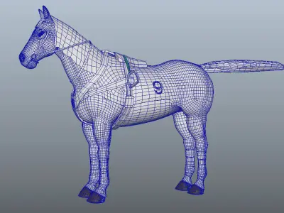 Racing horse and jockey Low-poly 3D model