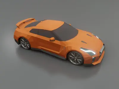 Nissan GT-R 2020 low poly 3D model Low-poly 3D model