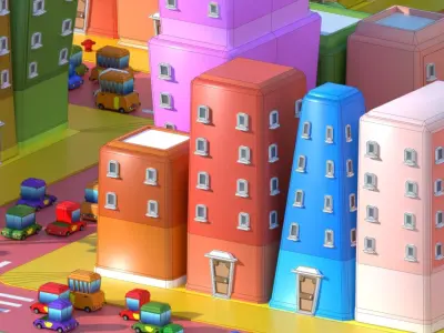 Simple City Cartoon 2 Low-poly 3D model