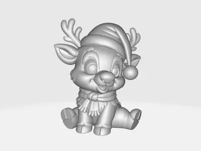 Christmas Reindeer Model Cute Holiday Rudolph Figurine  3D print model