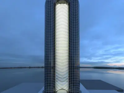 Futuristic  building   Low-poly 3D model