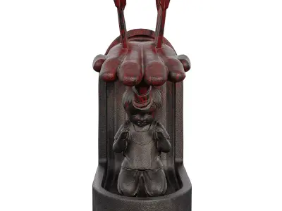 Prayer Boy Statue - Abstract War Memorial Sculpture  3D model