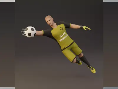 Football goal keeper  game ready character  Low-poly 3D model