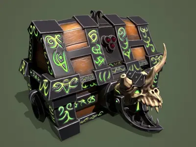 Rune chest Low-poly 3D model