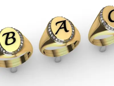 Mens ring for letter engraving 3D print model