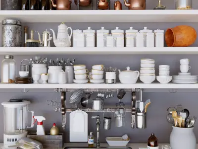 Set-140 kitchen with shelves 3D model
