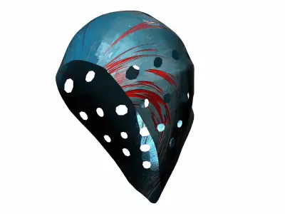 Low-poly blue hockey goalie mask Low-poly 3D model