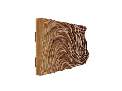 Parametric Wavy Wooden Wall Decor 19 - wood cutting machines  3D model
