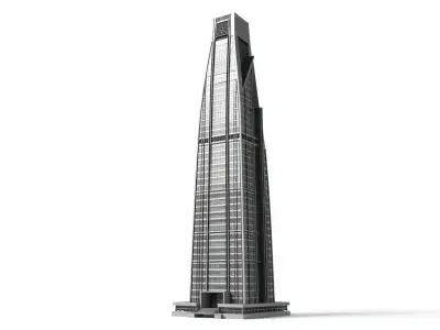 Futuristic Skyscraper Architectural Design Low-poly 3D model