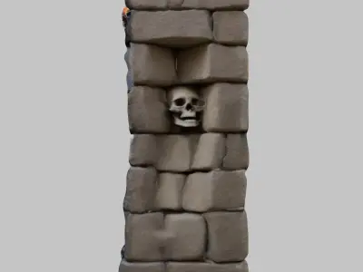 Stone Alcove Skull Low-poly 3D model