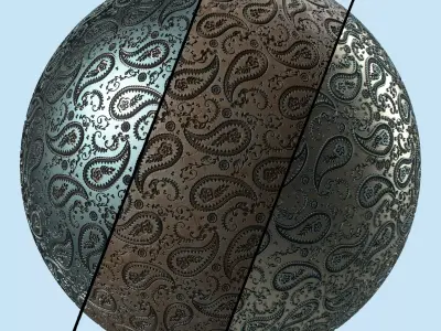 Metal Materials 15- Ornament Metal panels Pbr 4k Seamless Sbsar Low-poly 3D model