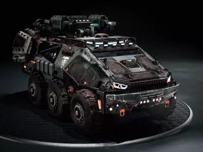 Futuristic Military High-quality Vehicle APC Low-poly 3D model