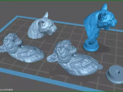 Puma cougar growling bust 3D print model