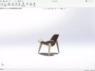 Ergonomic Wooden Chair - SolidWorks Model Low-poly 3D model