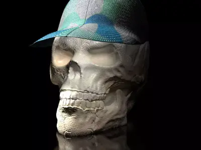 Skull with Basecup Hat hollow inside 3D print model