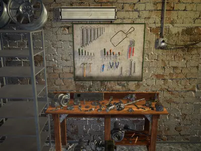 Car Garage 84 Assets Low-poly 3D model