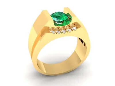 Luxury Men Ring with Ruby and Emerald Center Stones 382 3D print model