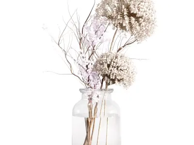 Bouquet set glass vase 18 3D model