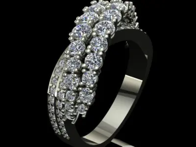 Intertwined Luxury Diamond Golden Ring 3D print model