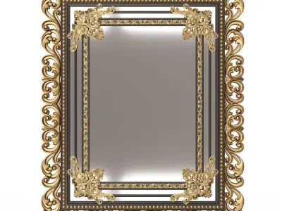 Carved Classic Mirror 09 Low-poly 3D model