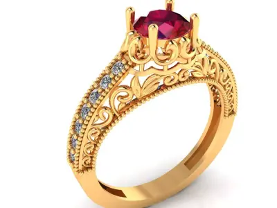 Women Ring 27 light weight engagement diamond ring for women 3D print model