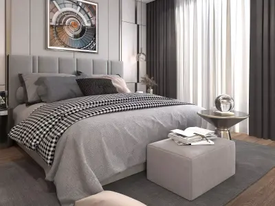 Modern Bedroom Scene 3 3D model