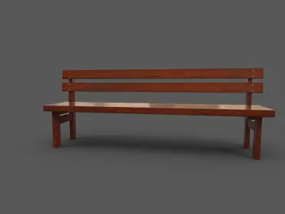 Pack 6 Wood Bench Low-poly 3D model