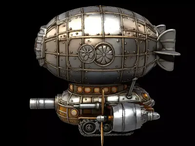 Samurai Fusion Airship Armored Japanese Sky Vessel Highpoly Game 3D print model