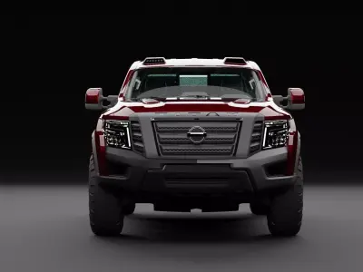 Nissan 4x4 Car Metallic Red Burgundy Dark Low-poly 3D model