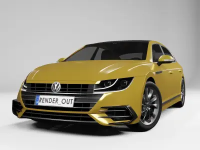 VW Arteon R-line 2017 3D Model Low-poly 3D model