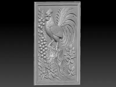3 rooster CNC Relief Model 3D print model