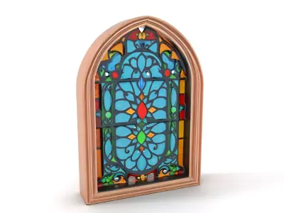 Vibrant Gothic Stained Glass model pack Low-poly 3D model
