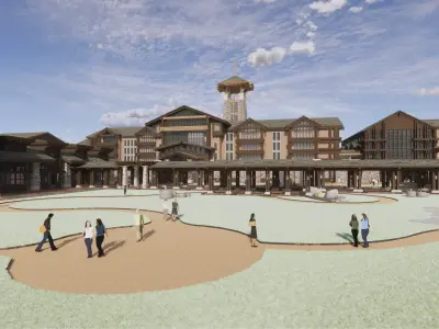 3D Model Architectural Grand Hotel Complex Low-poly 3D model