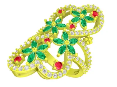 Elegant Floral Diamond Ring for Women 3D Model 4352 3D print model