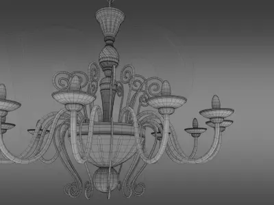 Brass ceiling chandelier 3D model
