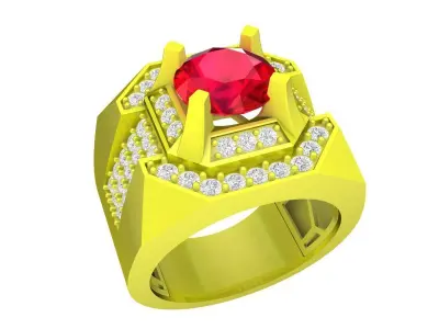 A7642 Korean Style Luxury Diamond Men Ring 3D Model 3D print model