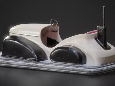 Retro Futuristic Bumper Car Low-poly 3D model