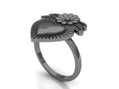 Sacred Heart Flower Ring 3D print model