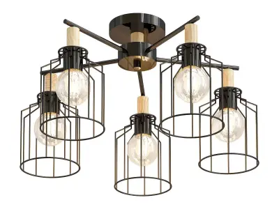 escada six light caged ceiling light 3D model