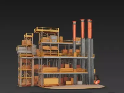 Industrial Warehouse Complex- 3D Model with Machinery 3D model