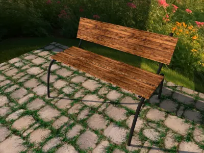 Garden Bench Free low-poly 3D model