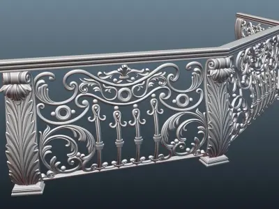 Forged railings Low-poly 3D model