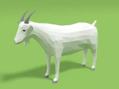 Low Poly Cartoon Goat Low-poly 3D model