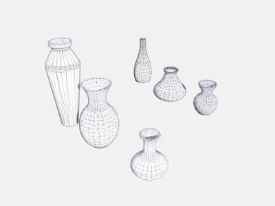 Old Copper Jars pack 2 Low-poly 3D model