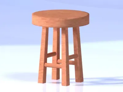 Wood Stool Low-poly 3D model purchase